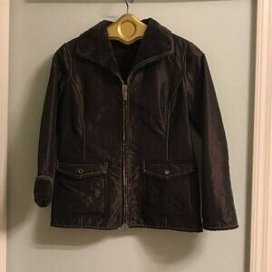 Bernardo Long Sleeve Zipper closure Brown jacket relaxed collared sz pxs satin